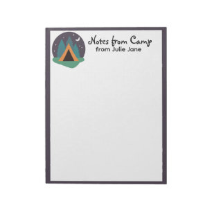 Bloc De Notas Personalizado Kid's Name Camp Stationery Watercolo