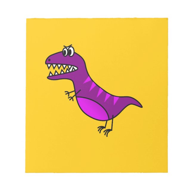 Bloc De Notas Personalizado lindo enojado de dinosaurio morado (Frente)