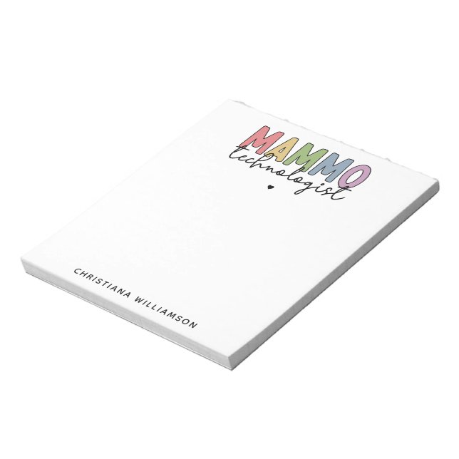 Bloc De Notas Personalizado Mammo Technologist Mammography Tech  (Lado Izquierdo)