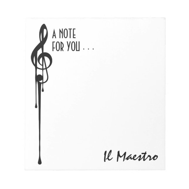 Bloc De Notas Personalizado MELTPOINT WHITE Black G-Clef 'Il Mae (Frente)