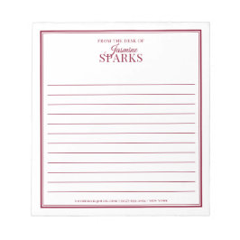 Bloc De Notas Personalizado moderno de la mesa de nombre rojo