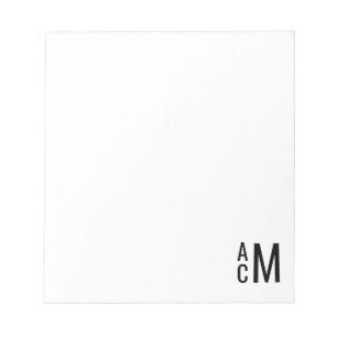 Bloc De Notas Personalizado Moderno Elegante 3 Monograma Inicial