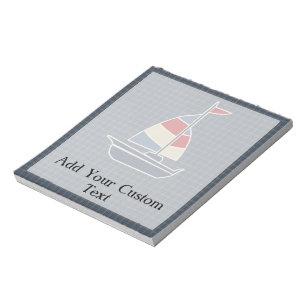 Bloc De Notas Personalizado Nautical Blue, Red, Cream Sailboat