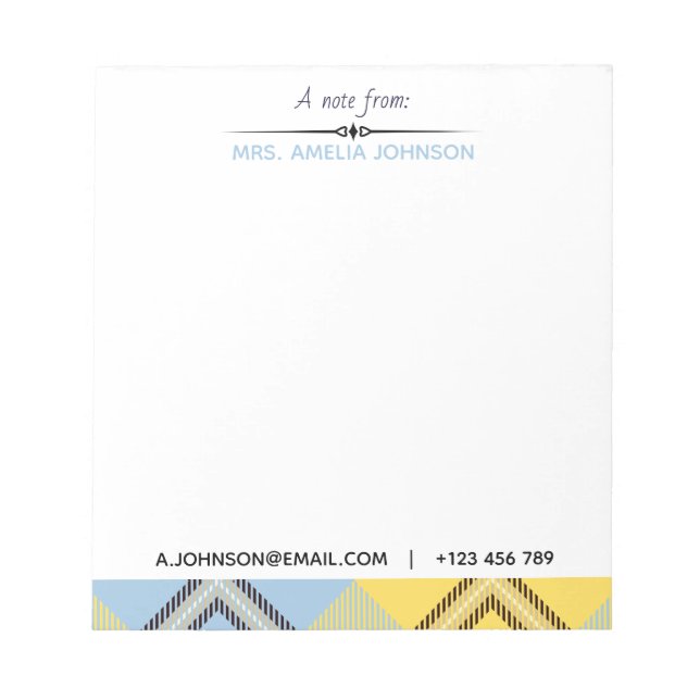 Bloc De Notas Personalizado Nombre de guión moderno Correo elect (Frente)