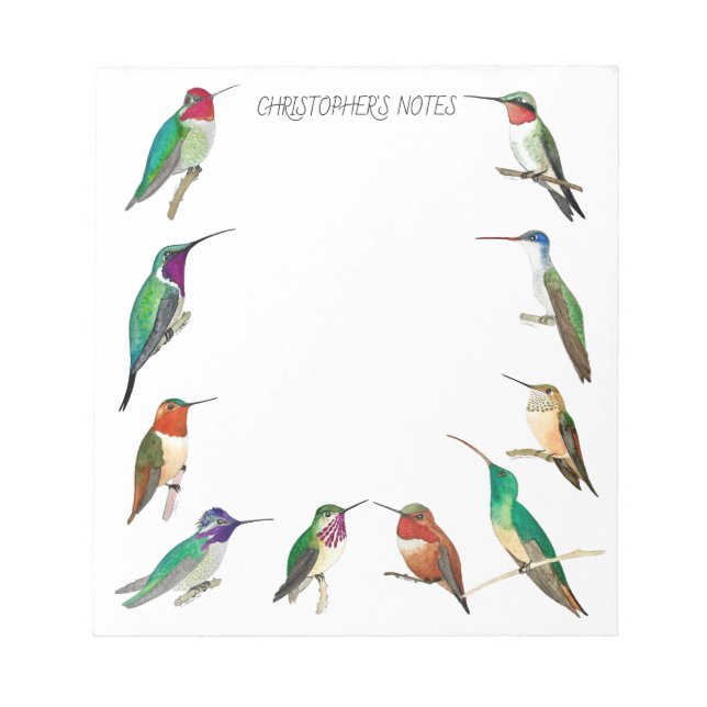 Bloc De Notas Personalizado North American Hummingbirds Notepad (Frente)