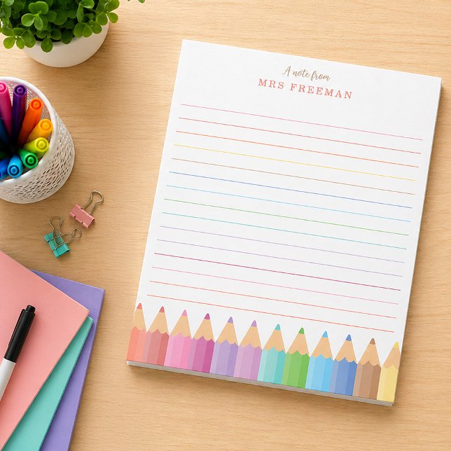 Bloc de notas personalizado para maestro arcoíris (Personalized Teacher Pad - Great Gift Idea!)