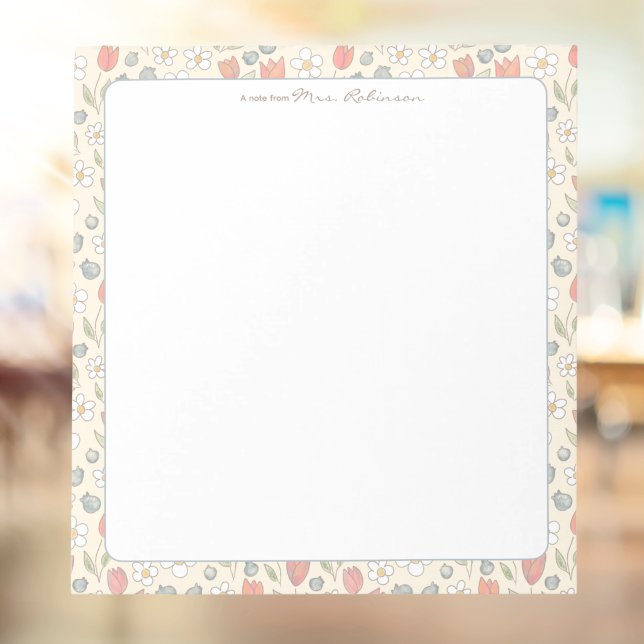 Bloc de notas personalizado para maestros con flor (Personalized Notepad for Teachers)