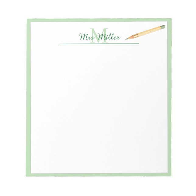 Bloc de notas personalizado para maestros con lápi (Frente)