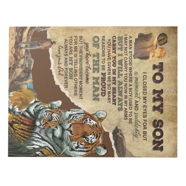 Bloc De Notas Personalizado Para Mi Hijo Tigre, Carta De Amor De (Frente)