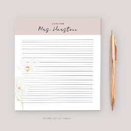 Bloc de notas personalizado para profesor con flor