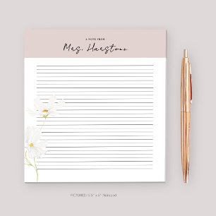 Bloc de notas personalizado para profesor con flor