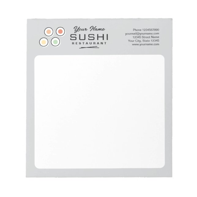 Bloc de notas personalizado para restaurante de su (Frente)