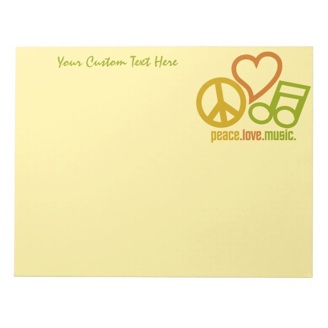 Bloc de notas personalizado Peace Love Music (Frente)