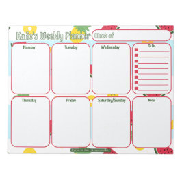 Bloc De Notas Personalizado Planner | Patrón de sandía de piña