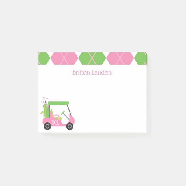 Bloc de notas personalizado post-it sobre golf ros (Anverso)
