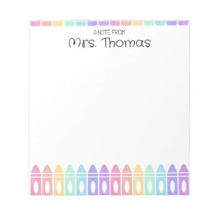 Bloc De Notas Personalizado Rainbow Crayon Kindergarten maestro