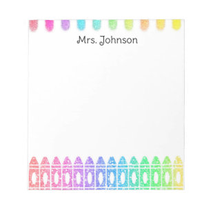 Bloc De Notas Personalizado Rainbow Crayon Kindergarten maestro