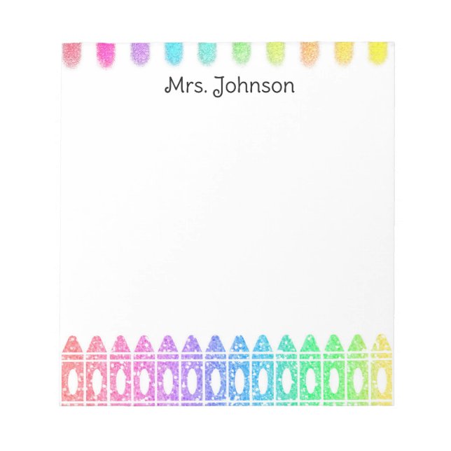 Bloc De Notas Personalizado Rainbow Crayon Kindergarten maestro  (Frente)