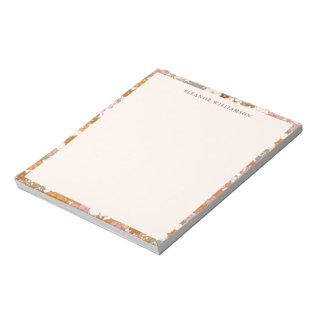 Bloc De Notas Personalizado Retro Terracotta Boho Floral Bridal  (Lado Izquierdo)