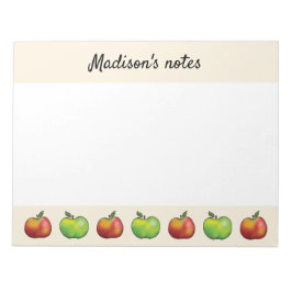 Bloc De Notas Personalizado Rojo Y Verde Frutas De Manzana Y Per
