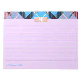 Bloc De Notas Personalizado rosa azul plastificado Monograma Lil