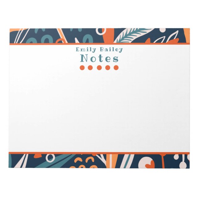 Bloc de notas personalizado Spunky Blue & Naranja (Frente)