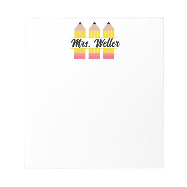 Bloc De Notas Personalizado Teacher Diseño de tres lápices con n (Frente)