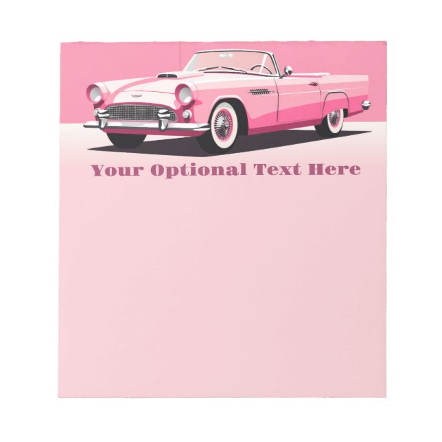 Bloc De Notas Personalizado Texto Coche clásico rosa (Frente)