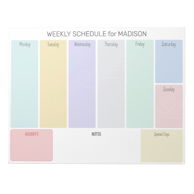 Bloc De Notas Personalizado Title Weekly Planner (Frente)