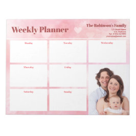 Bloc De Notas Personalizado tu foto semanal Planner Pink Hearts