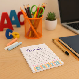 Bloc De Notas Personalizado Una Nota Del Profesor Cute Crayon No