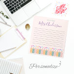 Bloc De Notas Personalizado Una Nota Del Profesor Cute Crayon No<br><div class="desc">Personalizado A Note From Cute Crayon Teacher Notepad - un colorido diseño de moda perfecto para regalos de apreciación del profesor. Con ilustraciones de color caimán en un estilo boho moderno, este bloc de notas le da un toque lúdico a cualquier jardín de infantes o aula elemental. Ideal para profesores...</div>