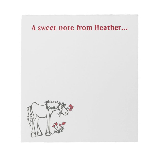 Bloc De Notas Personalizado Valentine Horse Notepad (Frente)