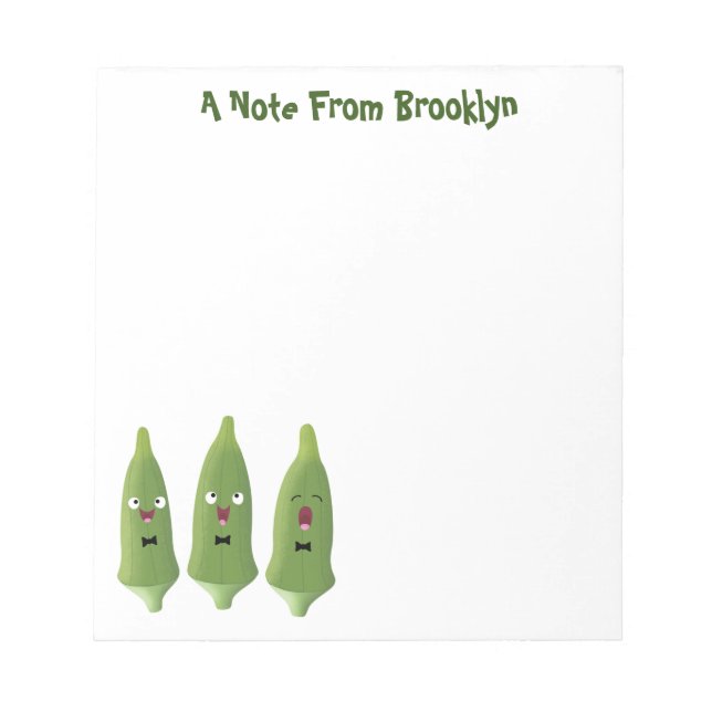Bloc De Notas Personalizado vegetal de okra cantante (Frente)