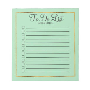 Bloc de notas personalizado verde suave y dorado p