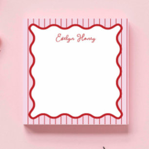 Bloc De Notas Personalizado Vibrante Whimsica Rosa Rojo Ondulado
