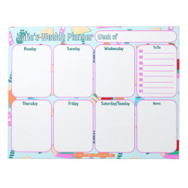 Bloc De Notas Personalizado Weekly Planner | Acogedor patrón par