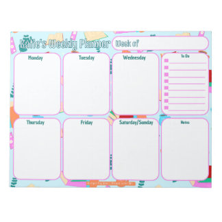 Bloc De Notas Personalizado Weekly Planner | Acogedor patrón par