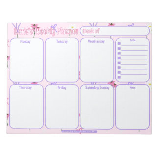 Bloc De Notas Personalizado Weekly Planner | Patrón de flores si