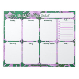 Bloc De Notas Personalizado Weekly Planner | Patrón de hojas de 