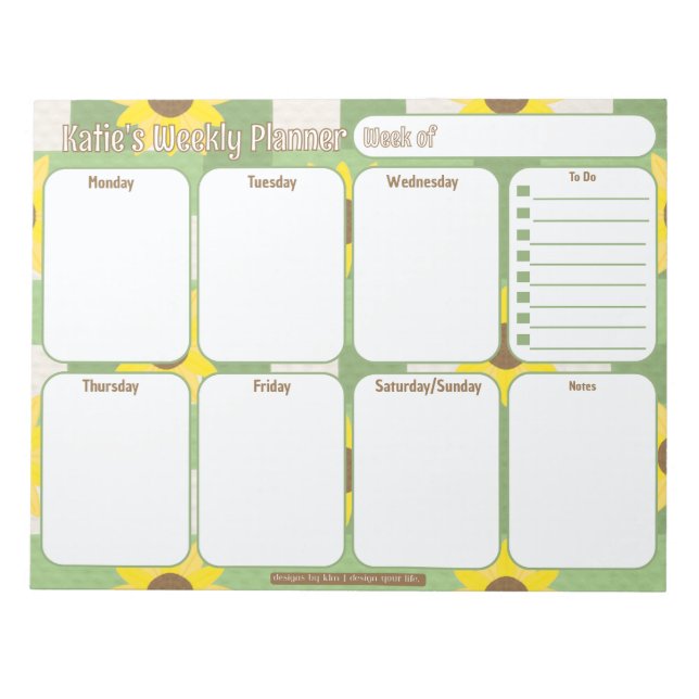 Bloc De Notas Personalizado Weekly Planner | Patrón de plastilac (Frente)