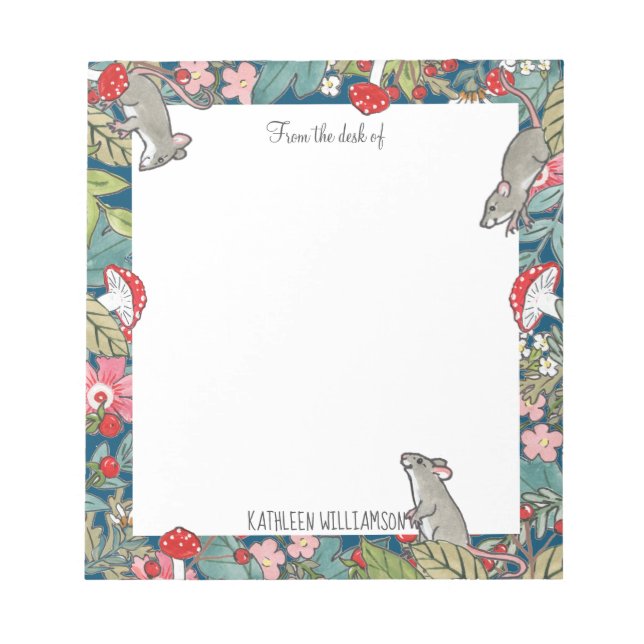 Bloc De Notas Personalizado Woodland de hongos de ratones para r (Frente)