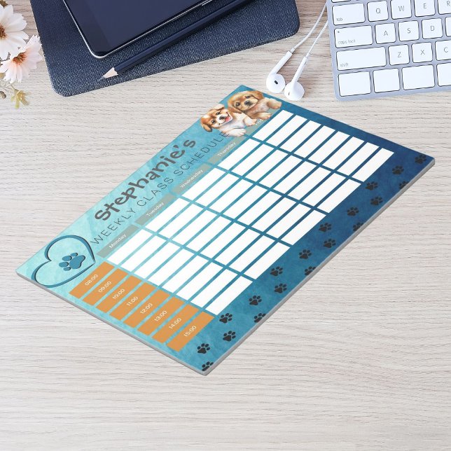 Bloc De Notas Personalizar la programación de clases semanales d (Personalize Watercolor Dog Weekly Class Schedule Notepad)