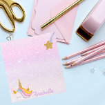 Bloc De Notas Personalizar nombre morado parkle Purpurina unicor<br><div class="desc">Nombre personalizado Purpurina de espuma púrpura unicornio Bloc de notas</div>