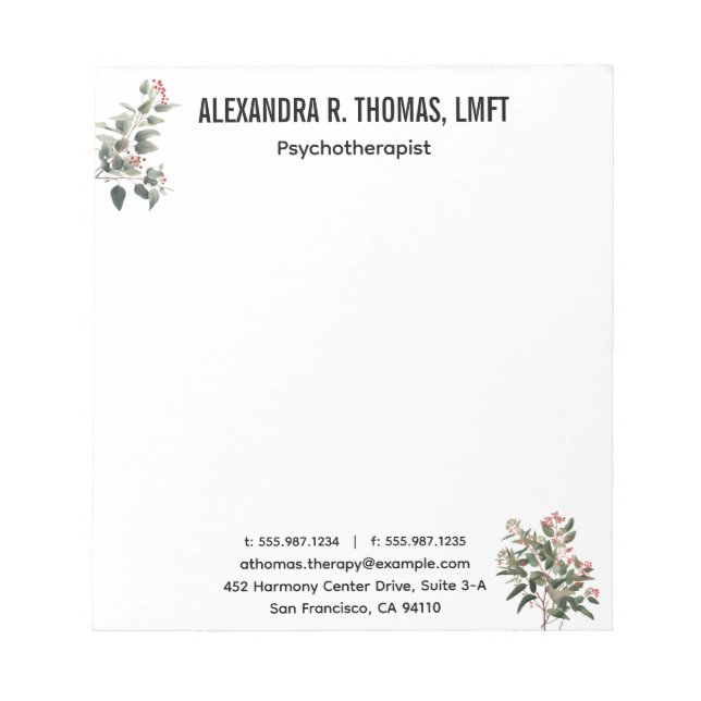 Bloc De Notas Personalize  Eucalyptus therapist  professional (Frente)