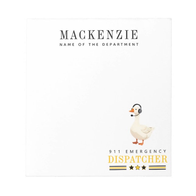 Bloc De Notas Personalized 911 Dispatcher Goose With Headset (Frente)