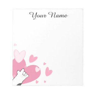 Bloc De Notas Personalized ASL I Love You Kitten Hearts Notepad