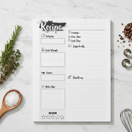 Bloc De Notas Personalized Blank Basic Recipe Pages