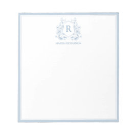 Bloc De Notas Personalized Blue Floral Crest Notepad