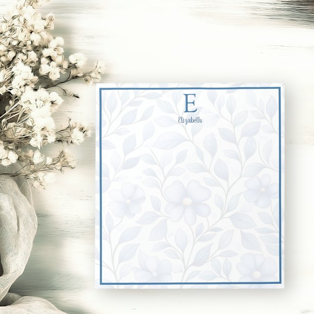 Bloc De Notas Personalized Blue Floral Notepad (Subido por el creador)